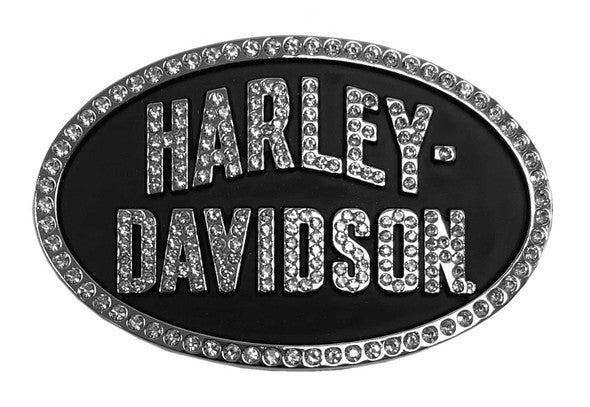 Harley-Davidson Belt Buckle - Women's Embellished Oval - Antique Nickle