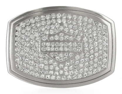Harley-Davidson Belt Buckle - Women's Embellished Bar & Shield – Brushed Nickle