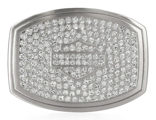 Harley-Davidson Belt Buckle - Women's Embellished Bar & Shield – Brushed Nickle