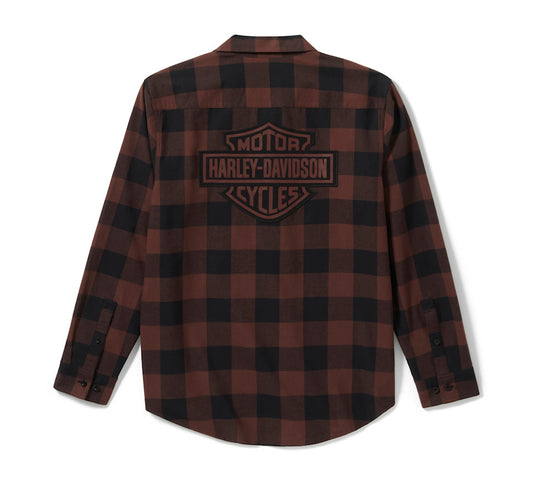 Harley-Davidson Bar & Shield Flannel Plaid Shirt- Harley Black & Coffee