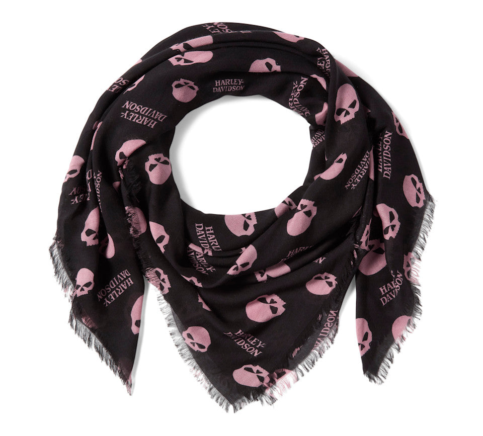 Women's Harley-Davidson Willie G Skull Shawl- Harley Black & Nostalgia Rose