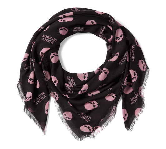 Women's Harley-Davidson Willie G Skull Shawl- Harley Black & Nostalgia Rose