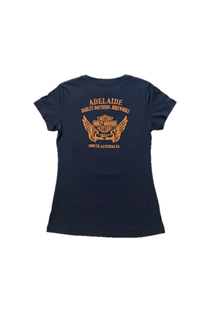 Adelaide Harley-Davidson Womens Outline B&S V Tee