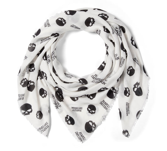 Women's Harley-Davidson Willie G Skull Shawl- Cloud Dancer & Harley Black