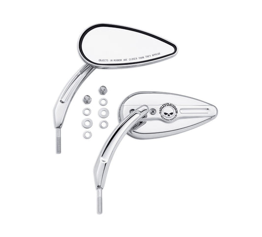 Harley-Davidson Willie G Skull Teardrop Mirrors-Chrome