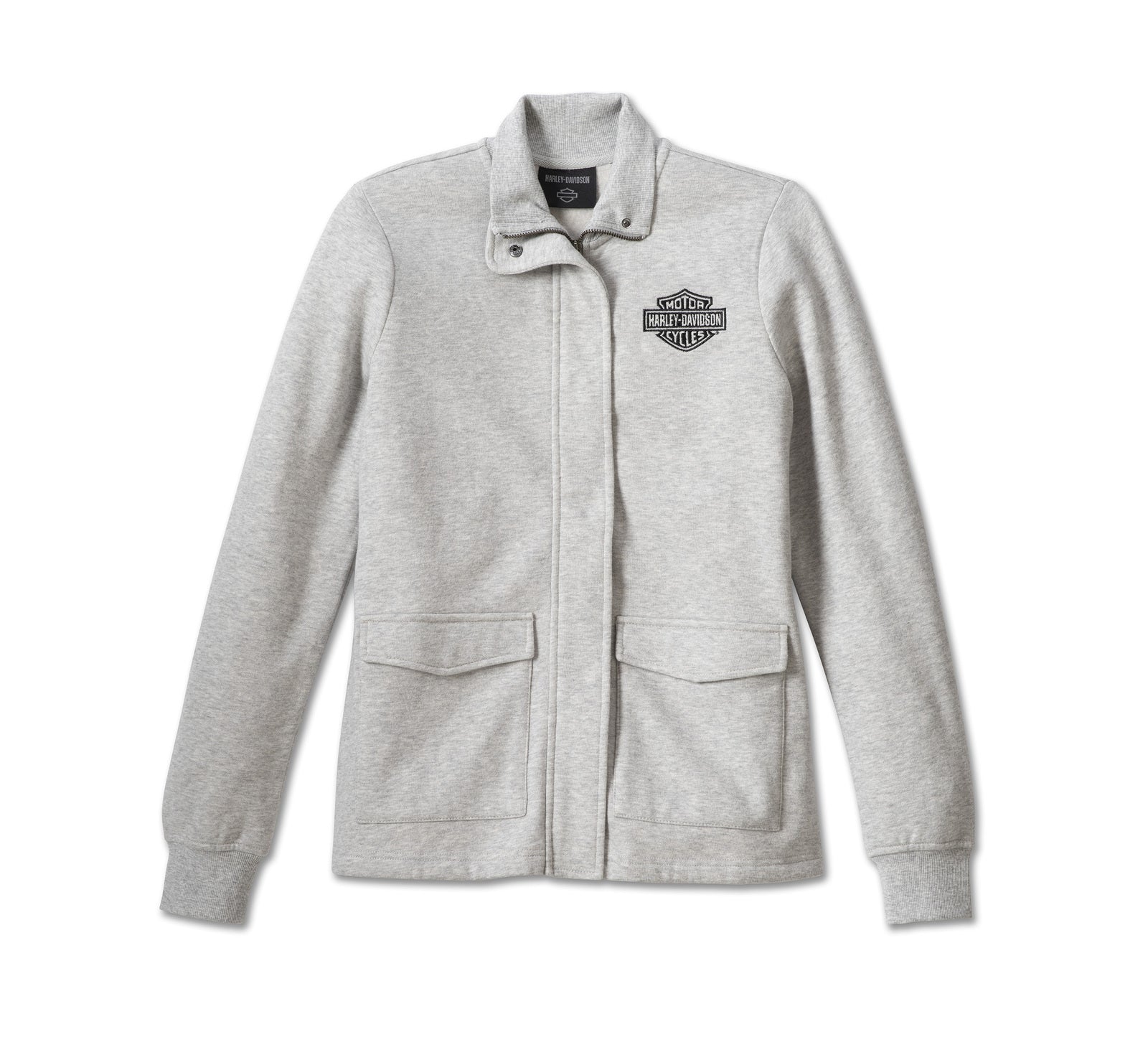 Women's Harley-Davidson Hill Climber Crew Zip- Heather Grey/Black