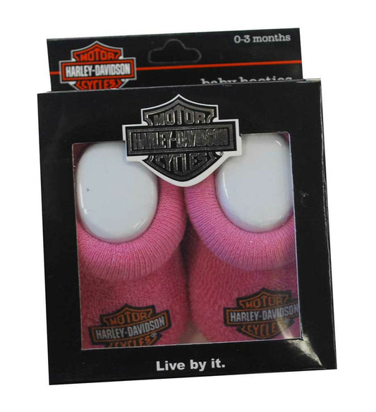 Harley-Davidson Baby Girls' Boxed Booties (Pink, 0/3M)