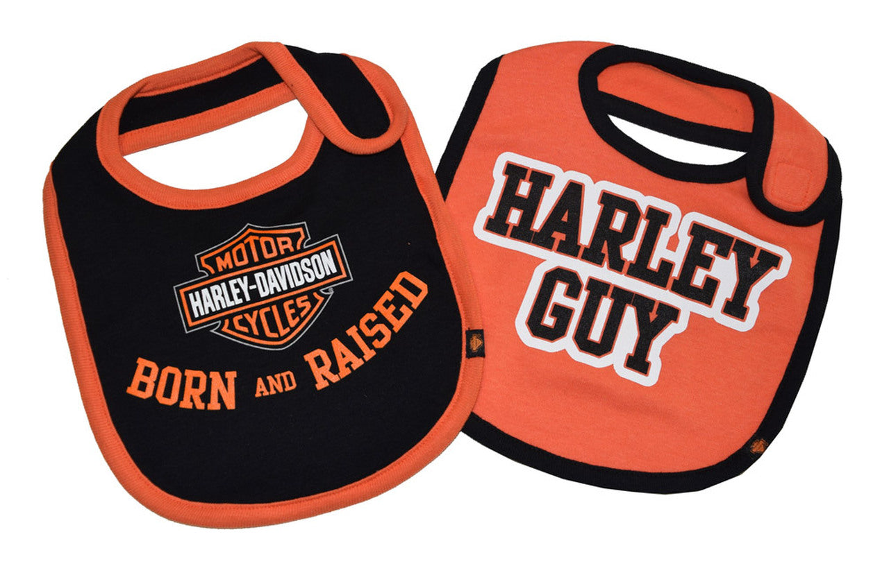 Harley-Davidson Bar & Shield Baby Bibs (2 Pack, Black/Orange)